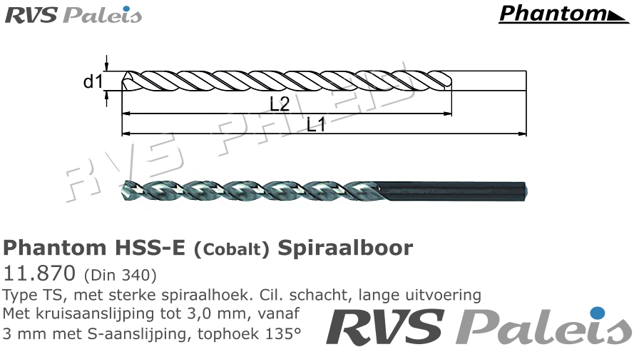 RVS  Lang Co 2 - 2,5mm
