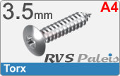 RVS Plaatschroef Din 7983 Tx Din 7983tx  A4  3,5