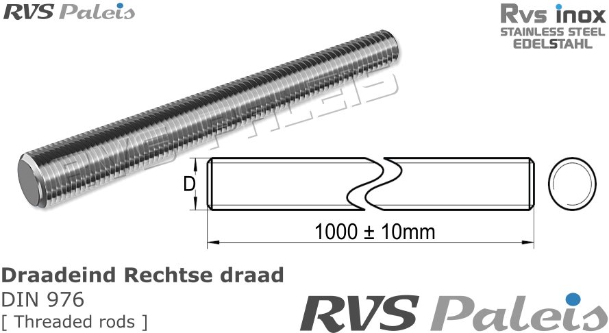 1 stuk M5 M16 dubbele draadstang, 40-100 mm roestvrij staal, linkse en
