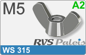 RVS  Vleugelmoeren Ws 315 - A2 M5
