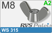 RVS  Vleugelmoeren Ws 315 - A2 M8