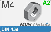 RVS  Zeskant Moeren Din 439 M4