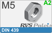 RVS  Zeskant Moeren Din 439 M5