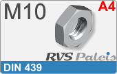 RVS  Zeskant Moeren Din 439 M10