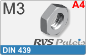 RVS  Zeskant Moeren Din 439 M3