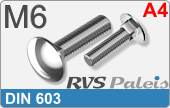 RVS  Slotbouten Din 603 - A4 M6