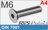 RVS Schroef Torx Din 7991tx M6