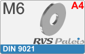 RVS  Sluitring Din 9021 M6