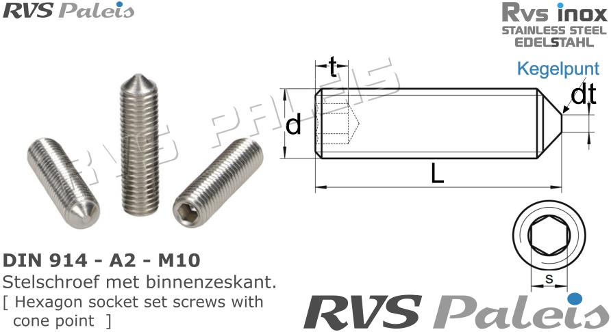 RVS Schroef Din 914 - A2 - M10