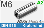 RVS Schroef Binnenzeskant Din 916 M6