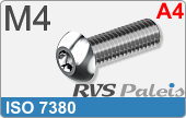 RVS Schroef Binnenzeskant Iso 7380 M4