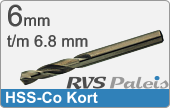RVS  Spiraalboren Hss-co Korte Uitvoering 6,8mm
