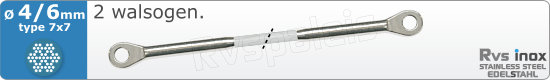 RVS  Geassembleerde Kabel 4-6mm(7x7) 2xm83177x746