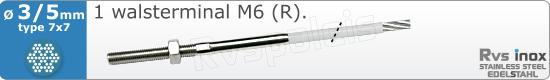 RVS  Geassembleerde Kabel 3-5mm(7x7) 1xm83207x735