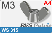 RVS  Vleugelmoeren Ws 315 - A4 M3