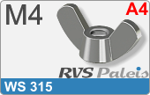 RVS  Vleugelmoeren Ws 315 - A4 M4