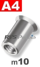 m10x21mm / per stuk - blindklinkmoer, verzonken A4