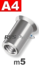 m5x13,5mm / per stuk - blindklinkmoer, verzonken A4