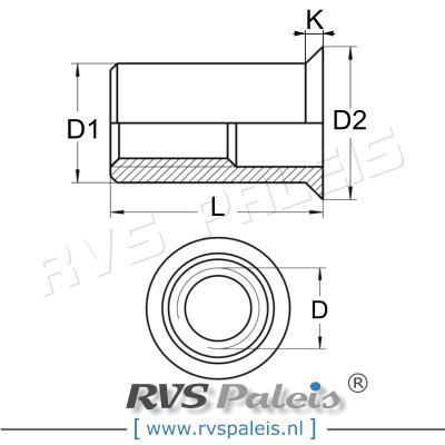 m3x9mm / per stuk - blindklinkmoer, verzonken A4