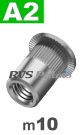 m10x17mm / per stuk - blindklinkmoer, cilinderkop A2