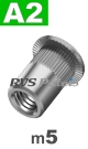 m5x12mm / per stuk - blindklinkmoer, cilinderkop A2