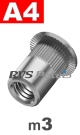 m3x10mm / per stuk - blindklinkmoer, cilinderkop A4