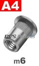 m6x14,5mm / per stuk - blindklinkmoer, cilinderkop A4