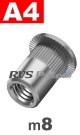 m8x16mm / per stuk - blindklinkmoer, cilinderkop A4