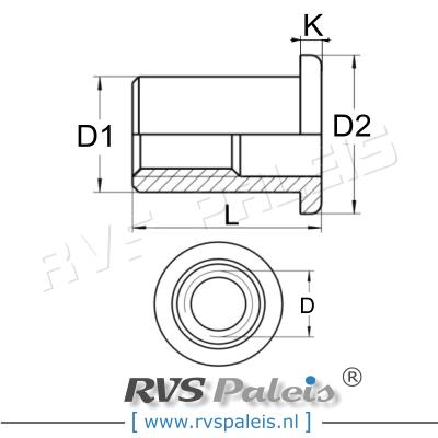 m4x10mm / per stuk - blindklinkmoer, cilinderkop A2