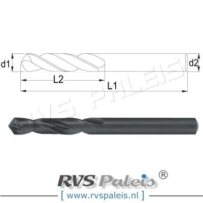 15,0 mm / HSS Spiraalboor - korte uitvoering