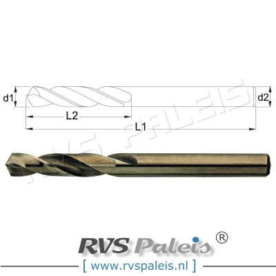 5,2 mm / HSS-E (Cobalt) Spiraalboor - korte uitvoering