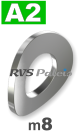 m8 / per stuk - gegolfde veerring A2