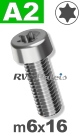 m6x16mm / per stuk - lage cilinderkopschroef TX A2