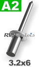 3,2x6mm / per stuk - Blindklinknagel dicht  A2