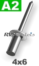 4x6mm / per stuk - Blindklinknagel dicht  A2
