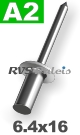 6,4x16mm / per stuk - Blindklinknagel dicht  A2