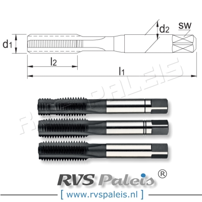 M5 x 0,8 (set van 3) - Handtappen HSS-E