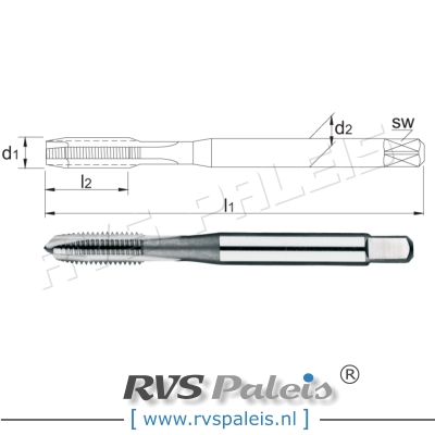 M2,5 x 0,45 - Machinetap HSS-E (8 procent Cobalt) Metrisch