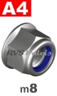 m8 / per stuk -  zelfborgende zeskantflensmoer A4