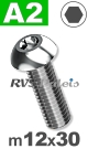 m12x30mm / per stuk - laagbolkopschroef A2