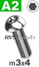 m3x4mm / per stuk - laagbolkopschroef A2