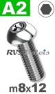 m8x12mm / per stuk - laagbolkopschroef A2