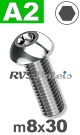 m8x30mm / per stuk - laagbolkopschroef A2