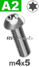 m4x5mm / per stuk - laagbolkopschroef TX A2