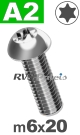 m6x20mm / per stuk - laagbolkopschroef TX A2