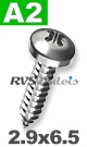 2,9x6,5mm / per stuk - plaatschroef  Z A2