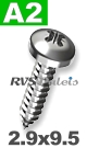 2,9x9,5mm / per stuk - plaatschroef  Z A2