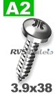 3,9x38mm / per stuk - plaatschroef  Z A2