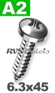 6,3x45mm / per stuk - plaatschroef  Z A2