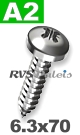 6,3x70mm / per stuk - plaatschroef  Z A2